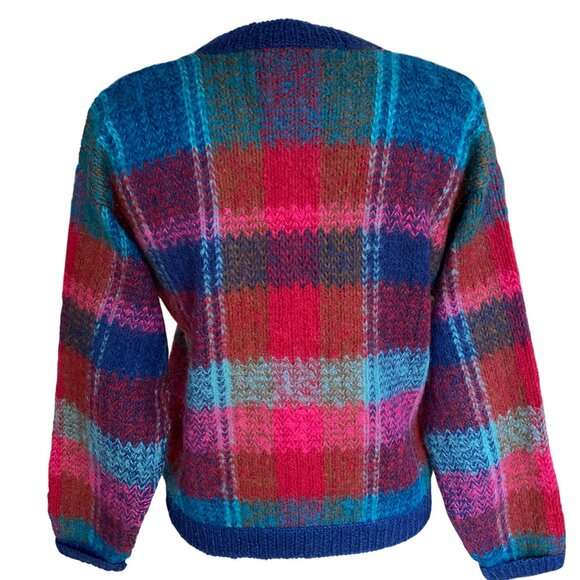 Vintage Epogee Plaid Mohair Button Cardigan Old Money Classic Preppy Country-S - Picture 6 of 9